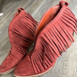 Coconut fringe booties size 8